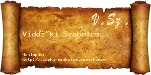 Vidéki Szabolcs névjegykártya
